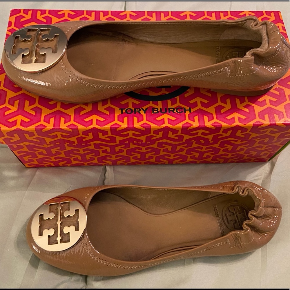 Tory Burch Ballet Flats Gold/Sand size 8.5 shoes